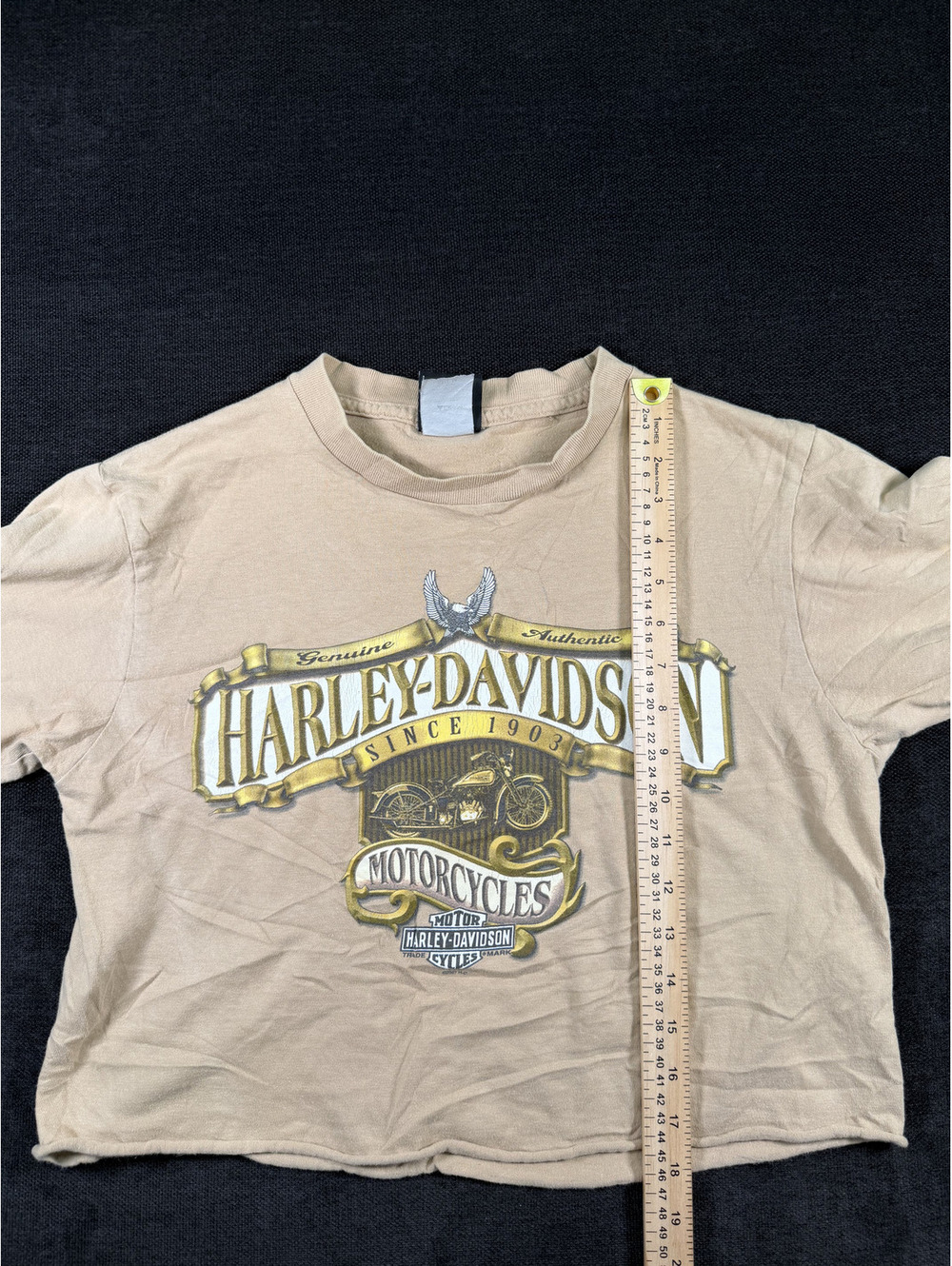 Harley-Davidson Vintage Beige Crop T-Shirt Size M - Picture 4 of 6